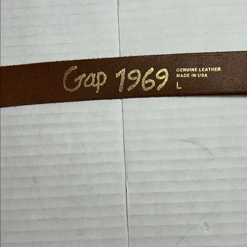GAP 1969 KIDS BROWN LEATHER VINTAGE BELT MADE IN USA ROSE SHAPED BUCKLE SZ L